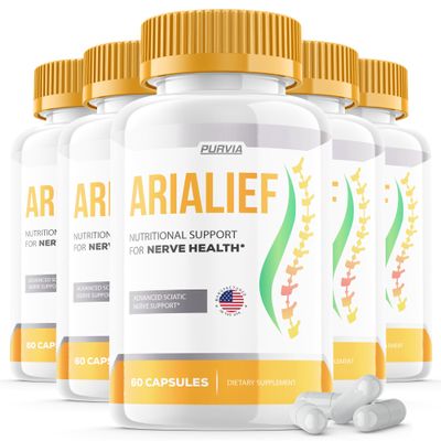 (5 Pack) Arialief Capsules Sciatica - Official Formula - Arialief Vitamin Supplement Advanced Strength Formula, Arialief Capsules Nutritional Support Maximum Strength Overall Wellness (300 Capsules)