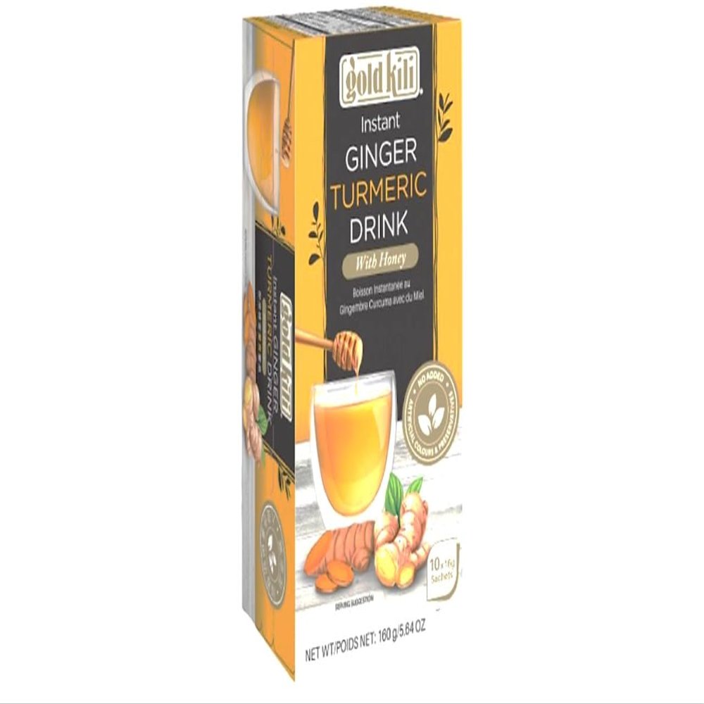 1 Pack - Instant Ginger Turmeric Drink with Honey - Nghe va Gung Ket Hop Mat Ong - 10 Sachets per Box - Product of Singapore