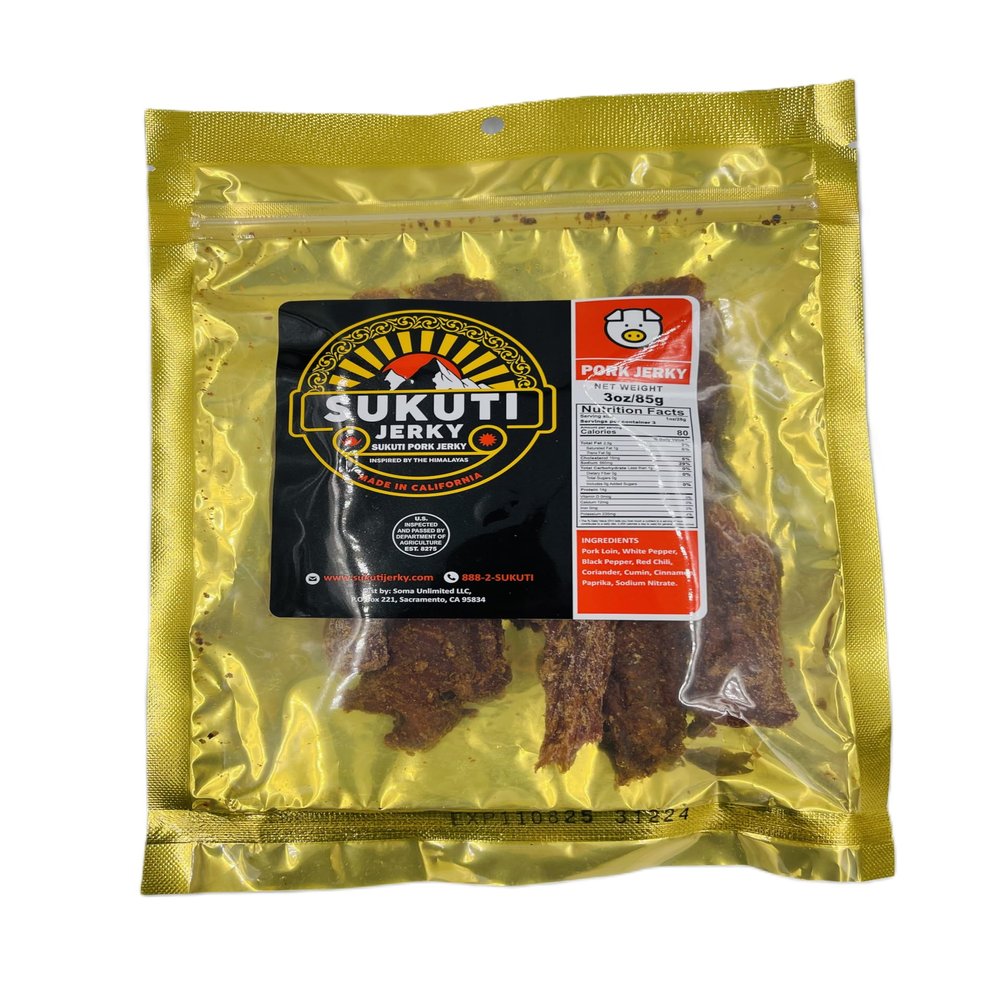 3 Pack Pork Sukuti, Nepali Dry Meat, Snacks, Jerkey, High Protein Snacks, Food, Spicy, Healthy Snacks for Adults, Sugar Free, Smoked Meat, Carnivore Snacks