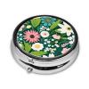 Nature Floral Spring Print Pill Box,3 Grid Small Pill Case for Purse and Pocket,Portable Medicine Pill Container view 2