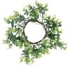 2 Pcs Artificial Eucalyptus Candle Rings Greenery Leaves Wreaths Small Boho Wreath Pillar Candle Holder for Spring Easter Wedding Home Door Tabletop Decoration (Green) view 2