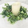 2 Pcs Artificial Eucalyptus Candle Rings Greenery Leaves Wreaths Small Boho Wreath Pillar Candle Holder for Spring Easter Wedding Home Door Tabletop Decoration (Green) view 4