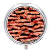 Bacon Pattern Pill Organizer Cute Pill Box Decorative Metal Pill Case Portable Vitamin Organizer Travel Medicine Holder Mini Pill Storage Container for Purse view 1