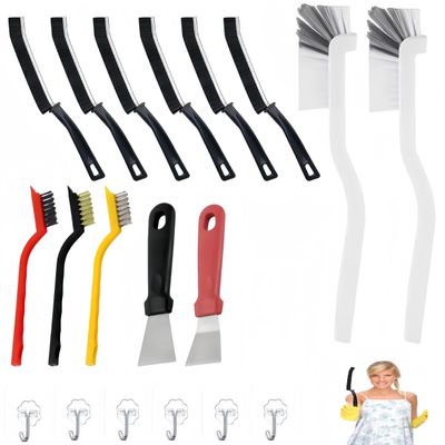 19Pcs Crevice Cleaning Brush Set, Hard Bristle Cleaning BrushMulti Purpose Gap Brush for Kitchen,Bathroom, Window Tracks,Corner, Sink, Cup. Home Essentials Scrub Cleaning Tools