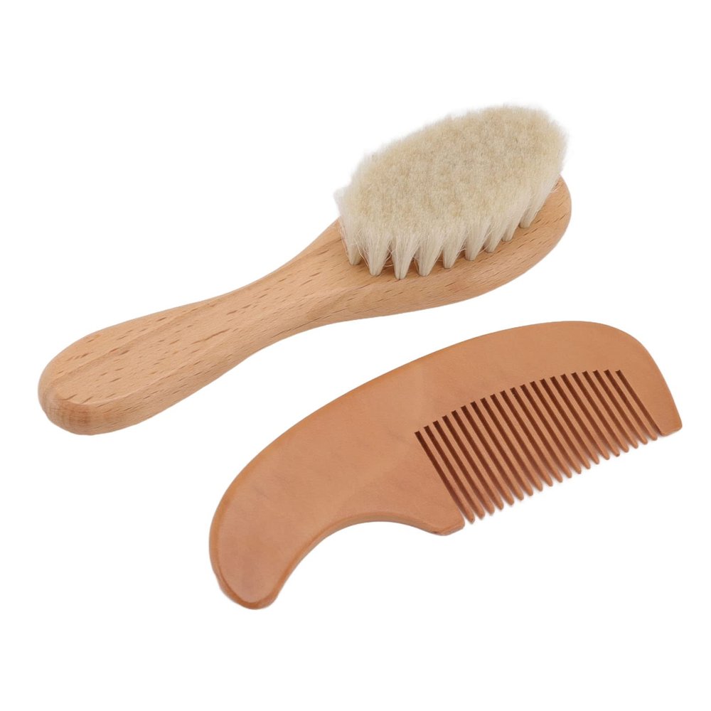 Gentle Hair Brush & Comb Set Handle with Soft Bristles & Wide-Tooth Comb for Newborns and Toddlers