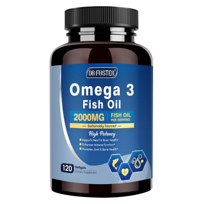 Advanced Omega-3 Fish Oil 2000mg High Potency with DHA, EPA, ALA Supports Heart, Brain, Joint & Immune Health Enriched with Vitamin D3 & E for Antioxidant Protection 120 Softgels