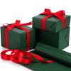 Feifeiya Christmas Gift Wrapping paper roll, Kraft Gift Paper, 2 Rolls 17.5'' x 33' Wrapping Paper Roll, with 1 Roll 1'' x 25 yd stain Ribbon view 1