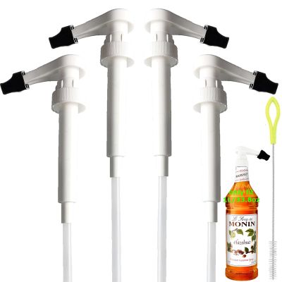 Coffee Syrup Pumps for Monin Syrup Bottles Plastic 1 Liter Only, with Pump Tip Covers Included, 4 Packs, White