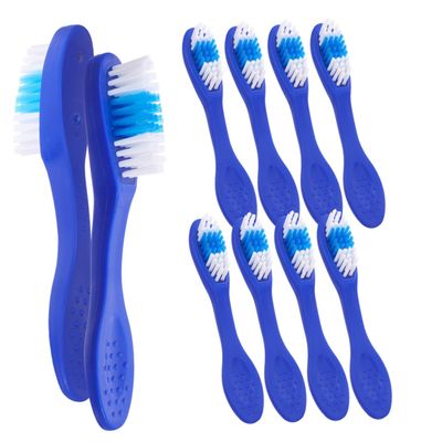 SECFOU 20pcs Short Handle Soft Toothbrush with Rounded Edges, Blue