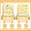 FoldTier 200 Pcs 2026 Graduation Party Dessert Plates Bulk 7 x 7 Inch Congrats Grad Paper Disposable Square Dessert Dinner Plates for Graduation Cocktail Supplies Party Decor (Square,Gold) view 4