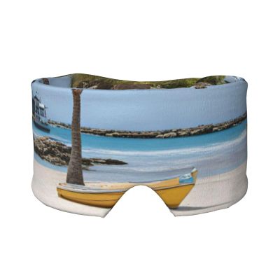 Juandeng Beach Palm Tree Chairs Boats Print Sleep Mask Eye Mask For Adult Sleep Eye Ear Muffs Perfect For Travel Camping Meditation