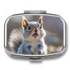 Pill Box 2 Compartment Medicine Pill Case Funny Cute Squirrel Printed Portable Pill Box Travel Pill Organizer for Pocket Purse Daily Medicine Vitamin Box Fish Oil Box Supplement Box view 1