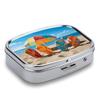 Pill Box 2 Compartment Medicine Pill Case Colorful Flip Flops Beach Ball Printed Portable Pill Box Travel Pill Organizer for Pocket Purse Daily Medicine Vitamin Box Fish Oil Box Supplement Box view 3