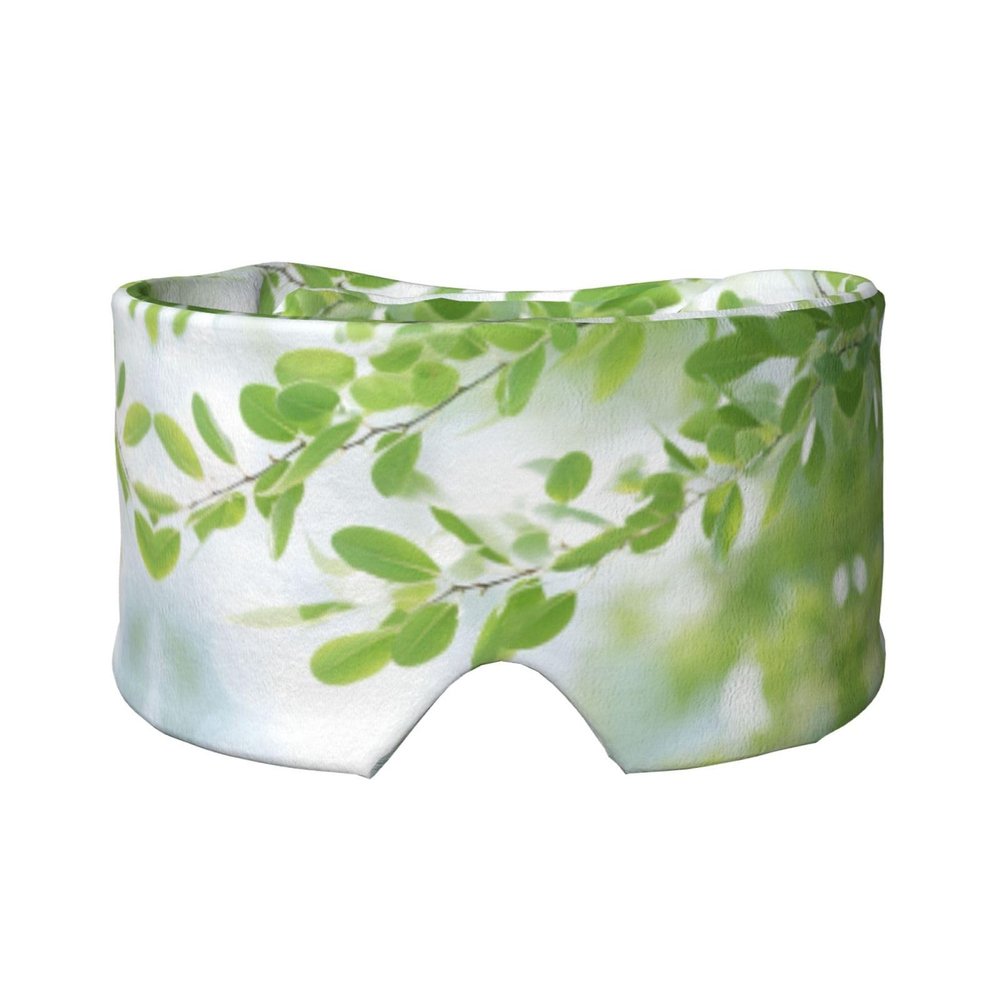 White Natural Greenery Twig3 Print Sleep Mask Eye Mask For Adult Sleep Eye Ear Muffs Perfect For Travel Camping Meditation