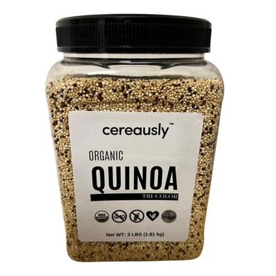 CEREAUSLY Organic Tri-Color Quinoa Premium Royal Quinoa from Bolivia Kosher and Non-GMO Quinoa Bulk Vegan and Gluten-Fee Cooking Quinoa 3 LB
