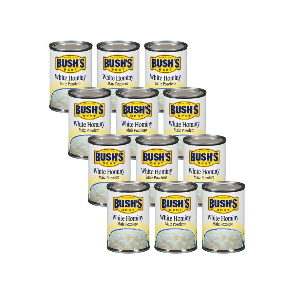 Bushs Best Golden Hominy, Tender Hominy Corn for Mexican Recipes, Soups, Pozole, Casseroles and Side Dishes, 15.5 Ounce (Pack of 12)