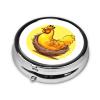 Bird's Nest Golden Chicken Round Pill Box. Portable Daily Medication Organizer, Travel-Friendly Design. view 2
