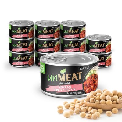 unMEAT Plant Based Meat | Easy to Prepare Plant Based Protein | Vegan Meat with Less Calories, Korean-Flavored Spicy Chicken, 12 pack
