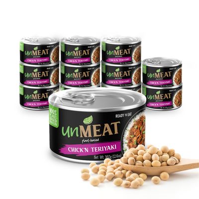 unMEAT Plant Based Meat | Easy to Prepare Plant Based Protein | Vegan Meat with Less Calories, Teriyaki Chicken, 12 pack