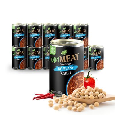 unMEAT Plant Based Meat | Easy to Prepare Plant Based Protein | Vegan Meat with Less Calories, Chili No Beans, 12 pack