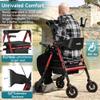 StrollAid Upright Walkers for Seniors, 450 lb Heavy Duty Stand Up Rollator Walker with Adjustable Soft Sponge Armsupport & Seat, Tall Standing Folding Rolling Walker with 8'' Wheel, Red view 3