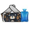 Hot Water Bag with Waist Cover Black Bears Leaf Warm Hot Water Bottle Belt Plush Double Hand Insert Wearable Water Bag Detachable Hot Bottle Pouch for Neck Shoulder Pain Relief view 1