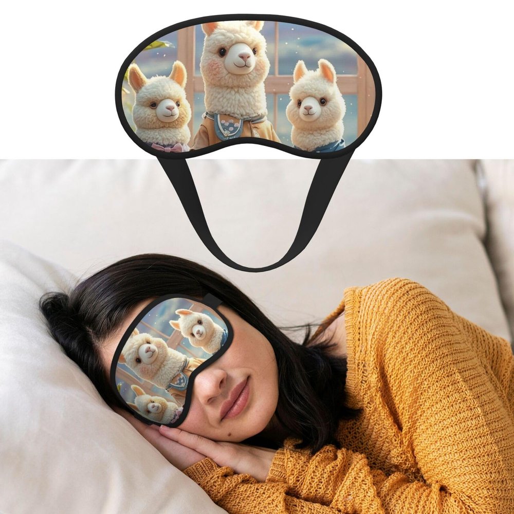 Alpacas Together Sleep Mask Soft Blackout Eye Mask with Adjustable Strap Comfortable Eye Shade Cover for Women Men Deep Rest Travel Work Home