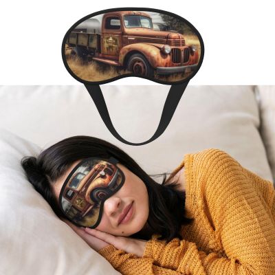 Old Truck Car Sleep Mask Soft Blackout Eye Mask with Adjustable Strap Comfortable Eye Shade Cover for Women Men Deep Rest Travel Work Home