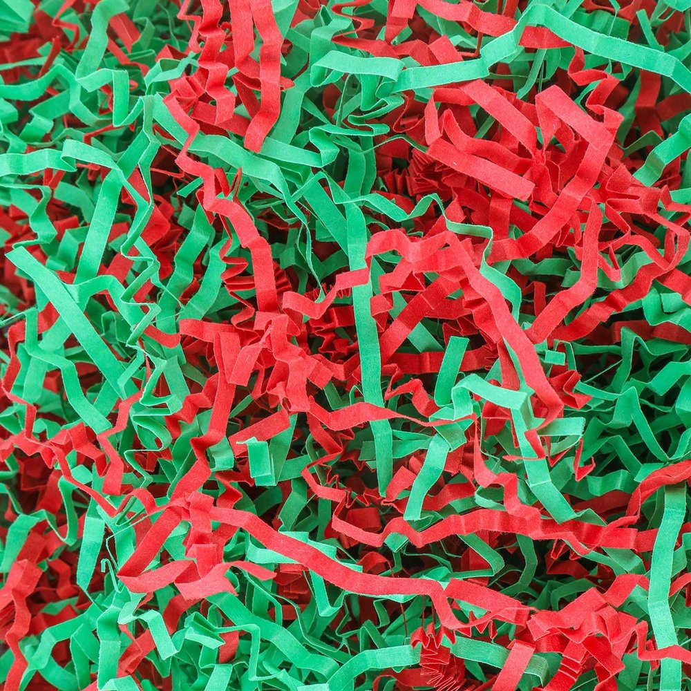 Caleihd 1/2 LB Crinkle Cut Paper Shredded Filler Paper for Gift Baskets Gift Box Confetti Paper Shreds Decoration Stuffing for Birthday, Weddings, Anniversaries, Christmas Wrapping Red&Green