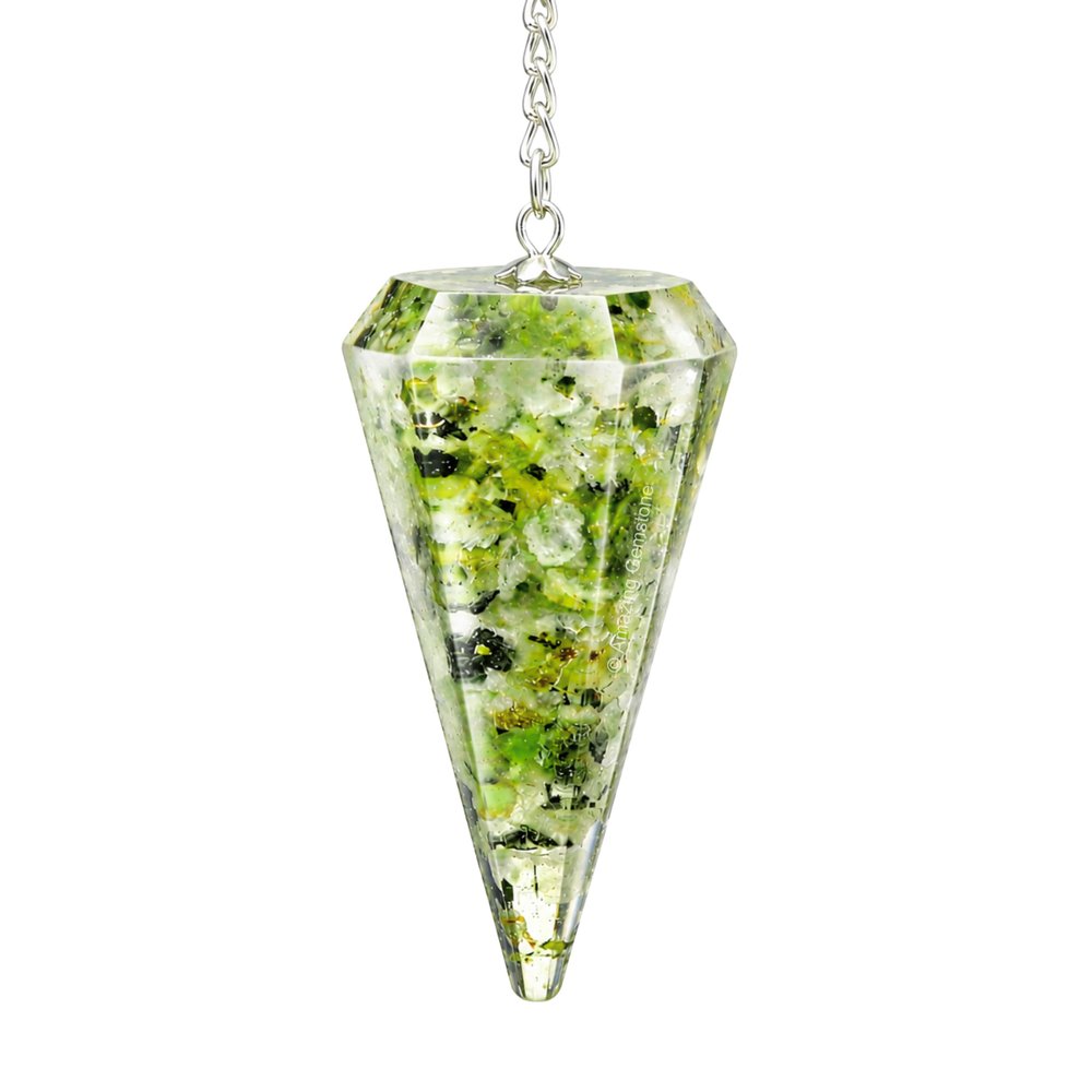 Amazing Gemstone Prehnite Orgone Crystal Pendulums for Divination and Dowsing Crystal Pendulum with True Pendulum Motion Spritual Crystal