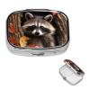 Pill Box Raccoon in The Fall Tree Hole Square Pill Case for Purse & Pocket 2 Compartment Medicine Pill Organizer Portable Travel Pillbox Medicine Vitamin Cod Liver Oil Storage Box view 1