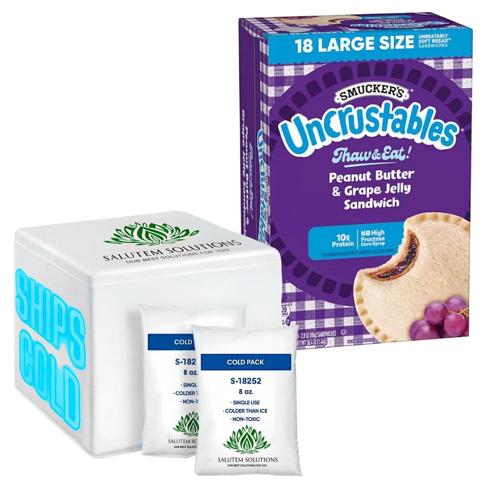 Uncrustables Frozen Peanut Butter & Grape Jelly Sandwich, 18 count - Pack of 4 (total 72 pieces)