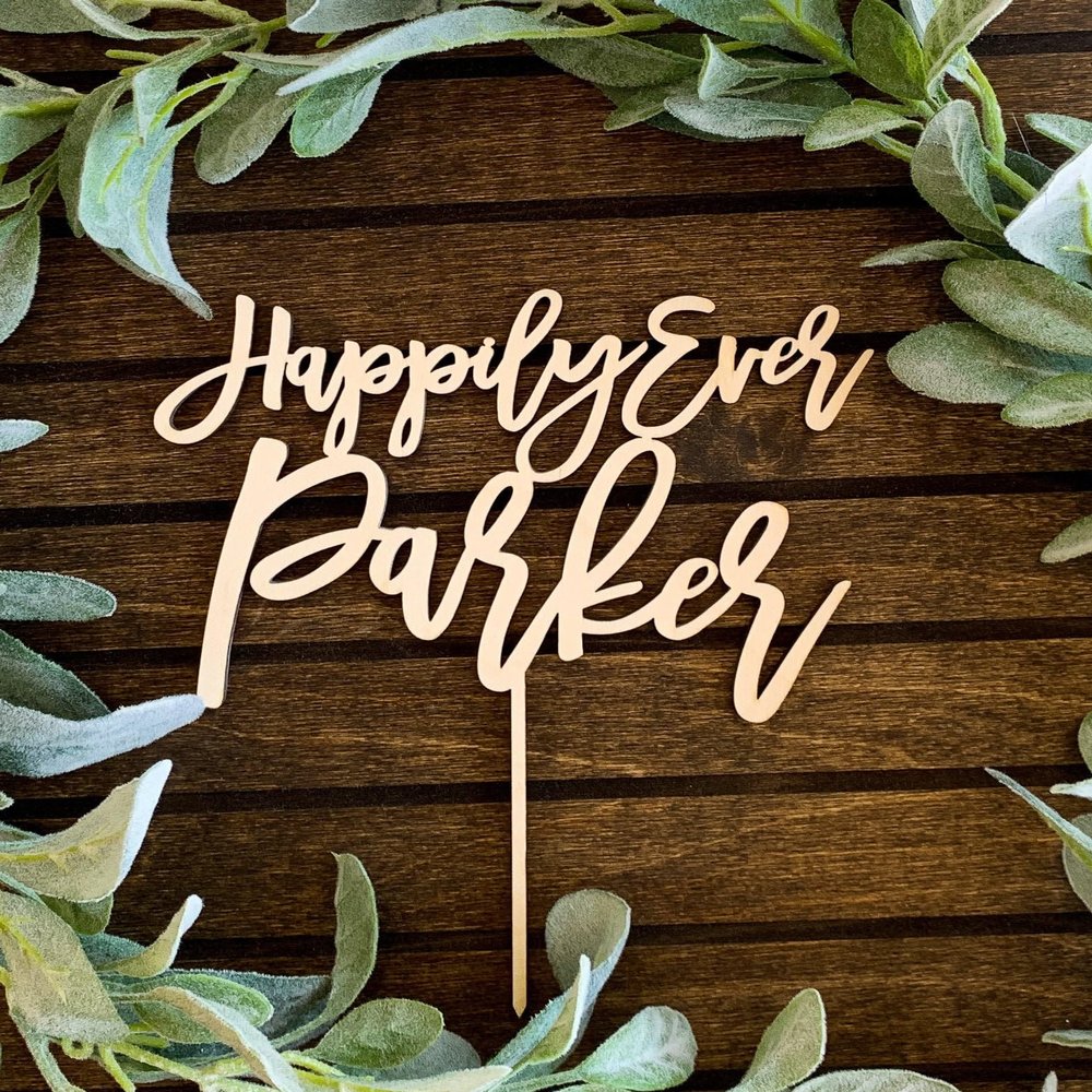 Rustic Wedding Cake Topper,Happily Ever After Cake Topper,Personalized Wedding Cake Topper,Last Name Cake Topper,Wooden Cake Topper for Proposal Marry Engaged Anniversary Birthday Event.