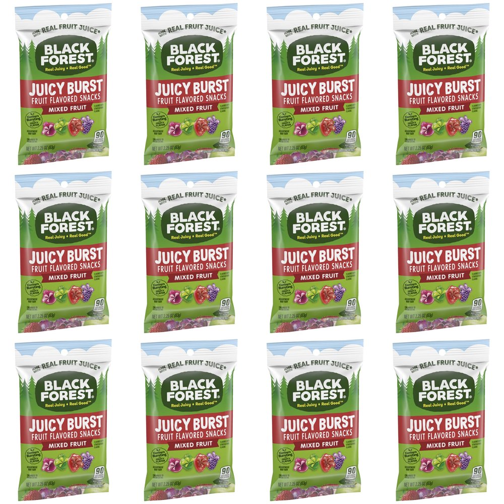 Black Forest Juicy Burst Fruit Snacks, Mixed Fruit, 2.25 Ounce Pouches (Pack of 12) bundled by SUPERDEALS with Mystery Gift