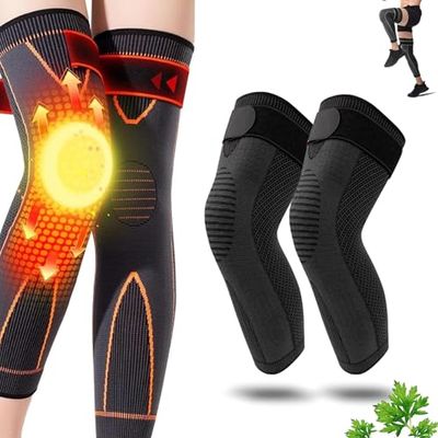 1 Pair Aicao Kneeca Acupressure Self Heating Knee Sleeve, Aicao Knee Protection for Warm, Ai cao Best Knee Brace For Women and Men, Relieve Knee Pain (Black,L (13.7" - 15.7 "))