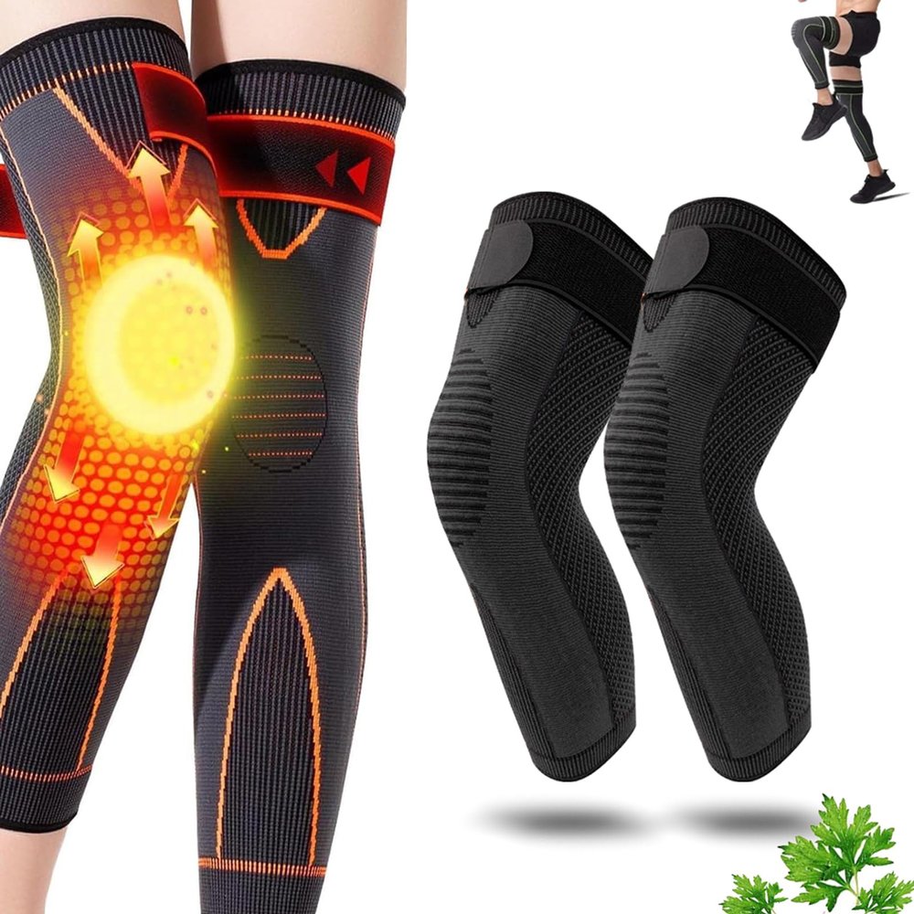 1 Pair Aicao Kneeca Acupressure Self Heating Knee Sleeve, Aicao Knee Protection for Warm, Ai cao Best Knee Brace For Women and Men, Relieve Knee Pain (Black,M (13.7" - 15.7 "))