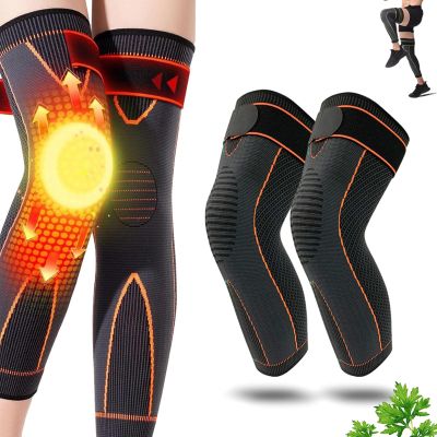 1 Pair Aicao Kneeca Acupressure Self Heating Knee Sleeve, Aicao Knee Protection for Warm, Ai cao Best Knee Brace For Women and Men, Relieve Knee Pain (Orange,M (13.7" - 15.7 "))