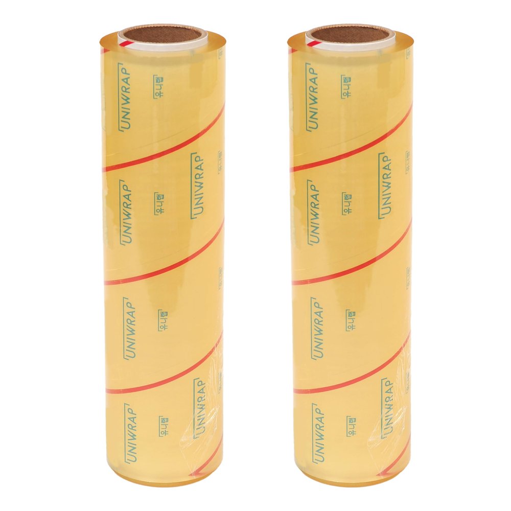 VisionTechShop Uniwrap 2 rolls of Food wrapping Plastic Cling Film for Manual & Automatic Overwrap, 13 micron, 18" x 3379', MADE IN KOREA