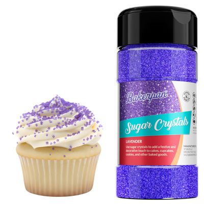 Bakerpan Sugar Sprinkles for Baking - 7 Ounce Lavender Decorating Sugar Crystals for Cookies, Cake Pops, Ice Cream (Made in USA)