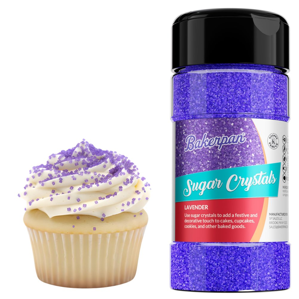 Bakerpan Sugar Sprinkles for Baking - 7 Ounce Lavender Decorating Sugar Crystals for Cookies, Cake Pops, Ice Cream (Made in USA)