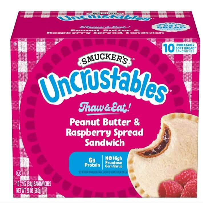 Uncrustables Peanut Butter and Raspberry Sandwich, 10 count (Frozen) - Pack of 3 (total 30 pieces)