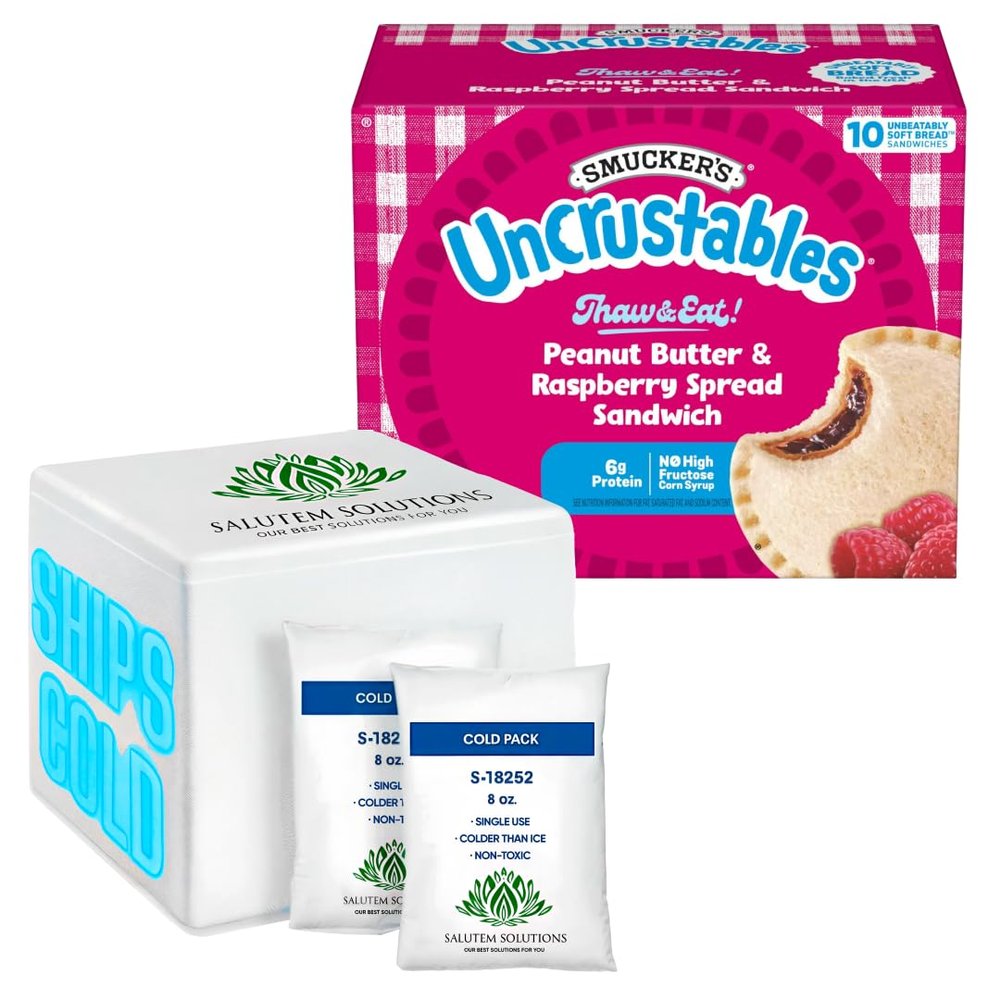 Uncrustables Peanut Butter and Raspberry Sandwich, 10 count (Frozen) - Pack of 6 (total 60 pieces)