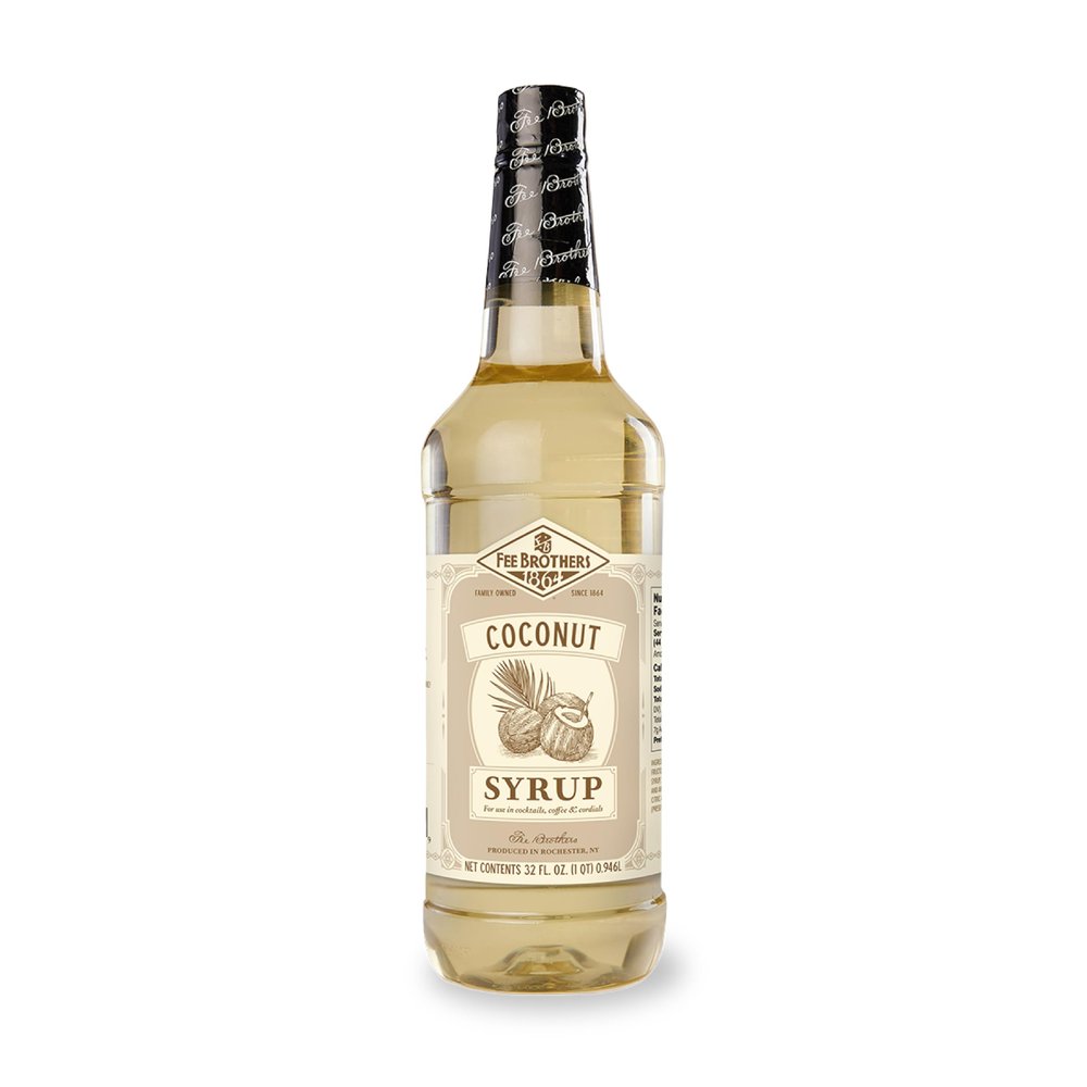 Fee Brothers Flavored Syrup Premium Cocktail, Coffee & Soda Drink Mixer for Home Bar and Beverage Recipes, Coconut, 32 Fl Oz (1 Quart)