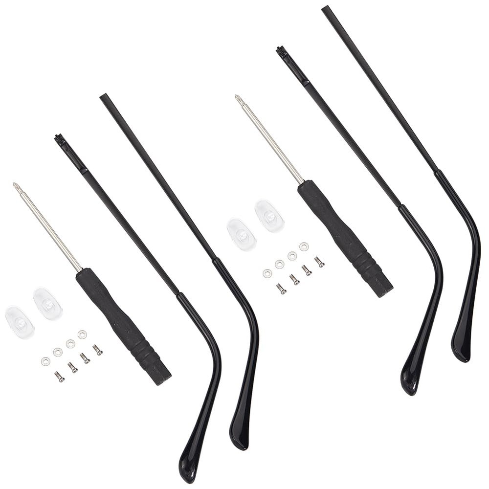 GORGECRAFT Alloy Eyeglasses Arms Replacement 2 Pairs Black Temple Anti-Slip Glasses Leg End Tips Accessories Repair Kit Universal Eyewear Frame Repairment with Screwdriver Screw Washers for Glasses