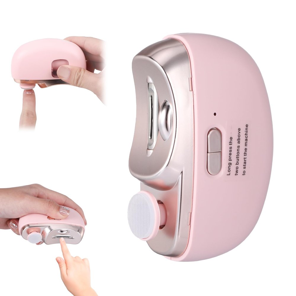 3 in 1 Electric Nail Clippers for Adults, Automatic Nail Grinder for Women Electric Nail Trimmer with Nail File Nail Buffer, Electric Toenail Clippers for Adults with Light Nail Filer Electric(Pink)