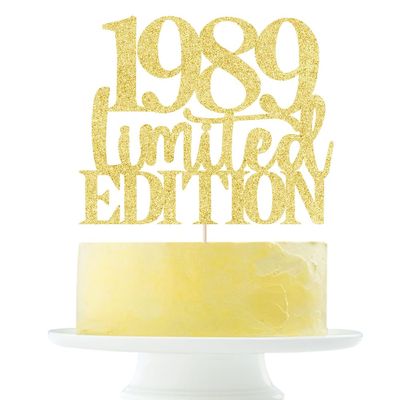 Limited EDITION 1989 cake topper 37th birthday happy birthday cake topper men and women cheer 37 years old handmade gold glitter cake decoration (1989)