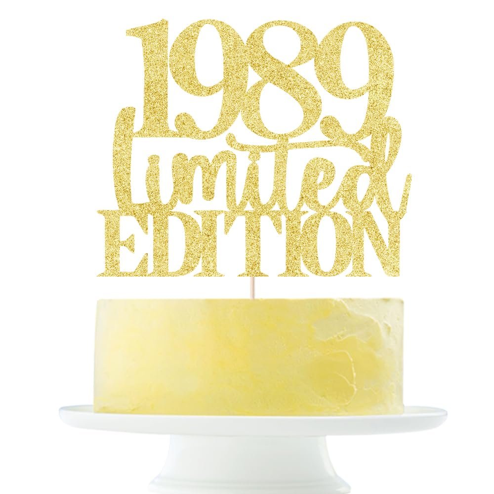 Limited EDITION 1989 cake topper 37th birthday happy birthday cake topper men and women cheer 37 years old handmade gold glitter cake decoration (1989)