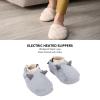Heated Slippers for Women with USB Electric Heating & 3 Temp Settings Cozy Warm Foot Warmer Booties Cold Winter Days (Grey) view 4