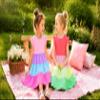 HILEELANG Girls Cotton Tiered Dress Flutter Ruffle Sleeve Flowy Swing Sundress Summer Casual Birthday Party Outfit Colorblock Green for Kids 212 Years view 3
