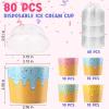 Jingmore 40 Count Paper Ice Cream Cups with Clear Dome Lids Disposable Dessert Cups Bulk Dessert Bowls Sundae Containers for Snack Yogurt Soup Birthday Ice Cream Party Supplies (6 oz) view 2